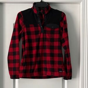 Eddie Bauer Women's Red and Black Zip Up Sweater